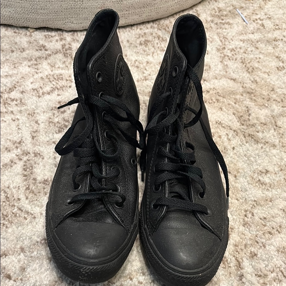 Converse All Star Black Leather High Tops